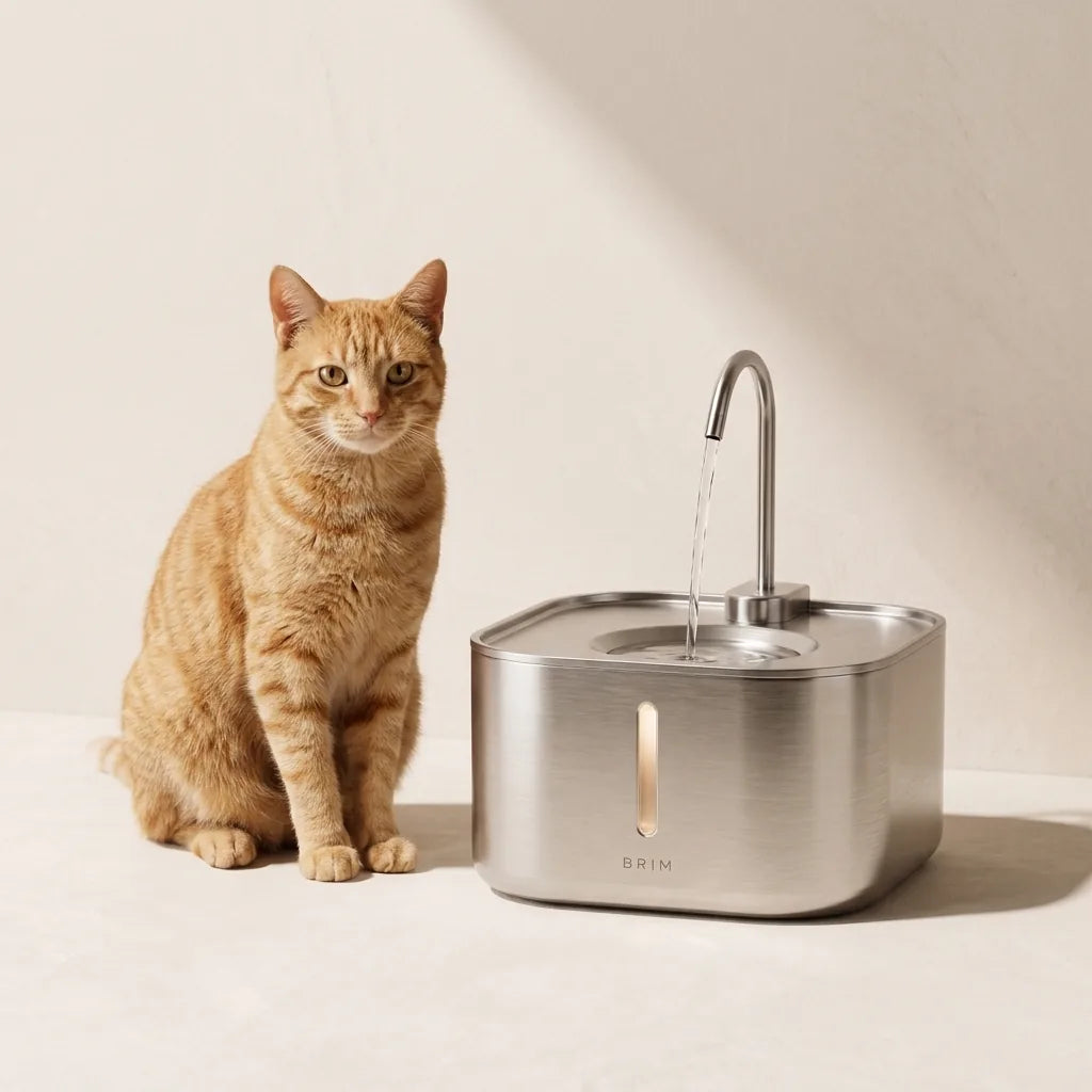 An adult ginger cat sitting beside the station, showing its size